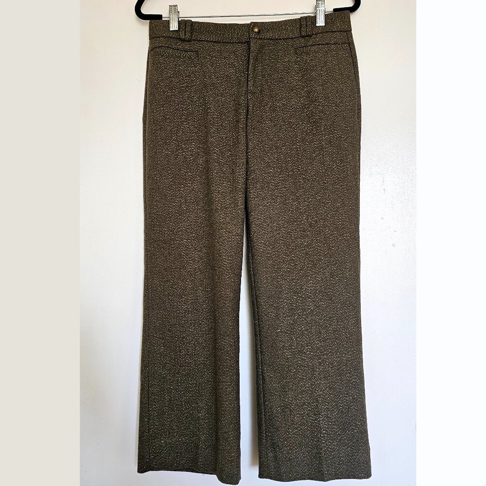 Banana Republic Wool Blend Logan Cropped Trousers Pants US4 Metallic Olive